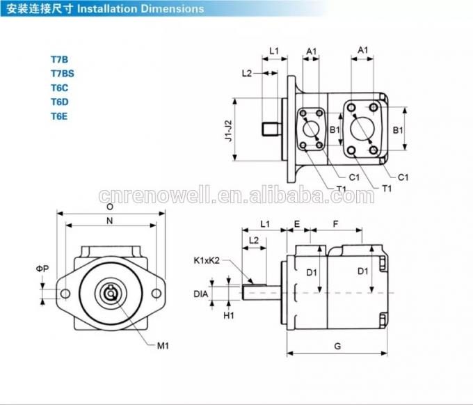 Les séries de Denison T6 T7 choisissent la pompe de palette hydraulique